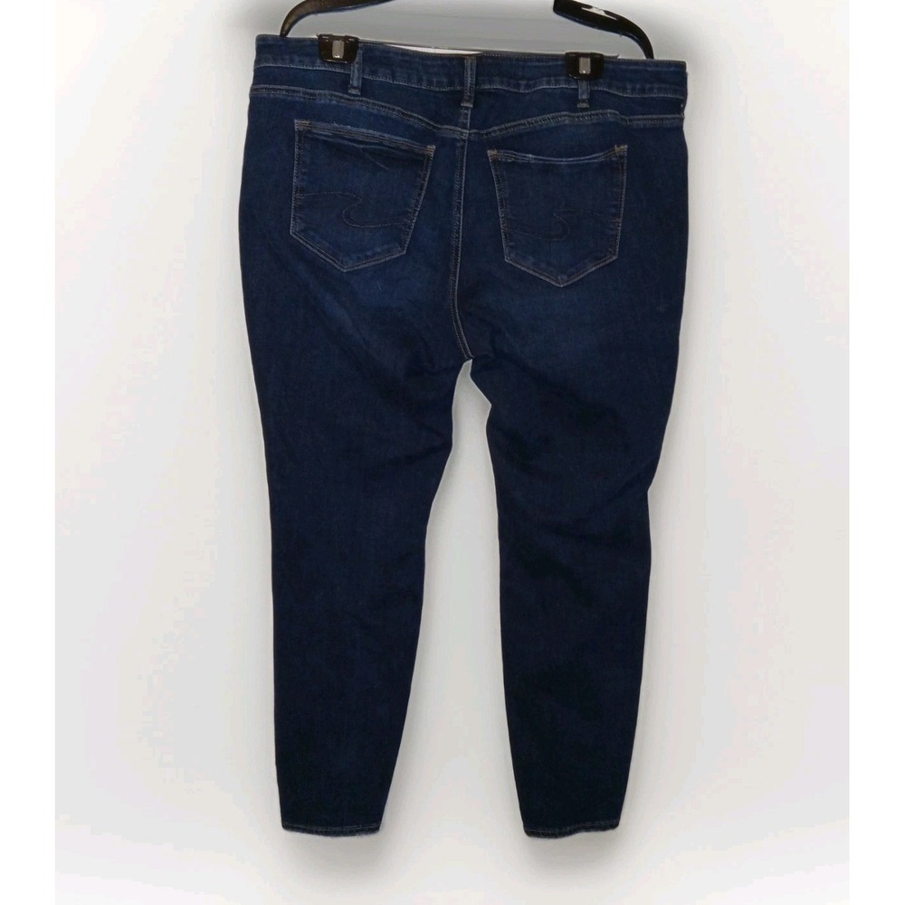 Silver Jeans Co Skinny Jeans Womens 20 Dark Wash Distressed Frayed Hem High Rise - Picture 6 of 16